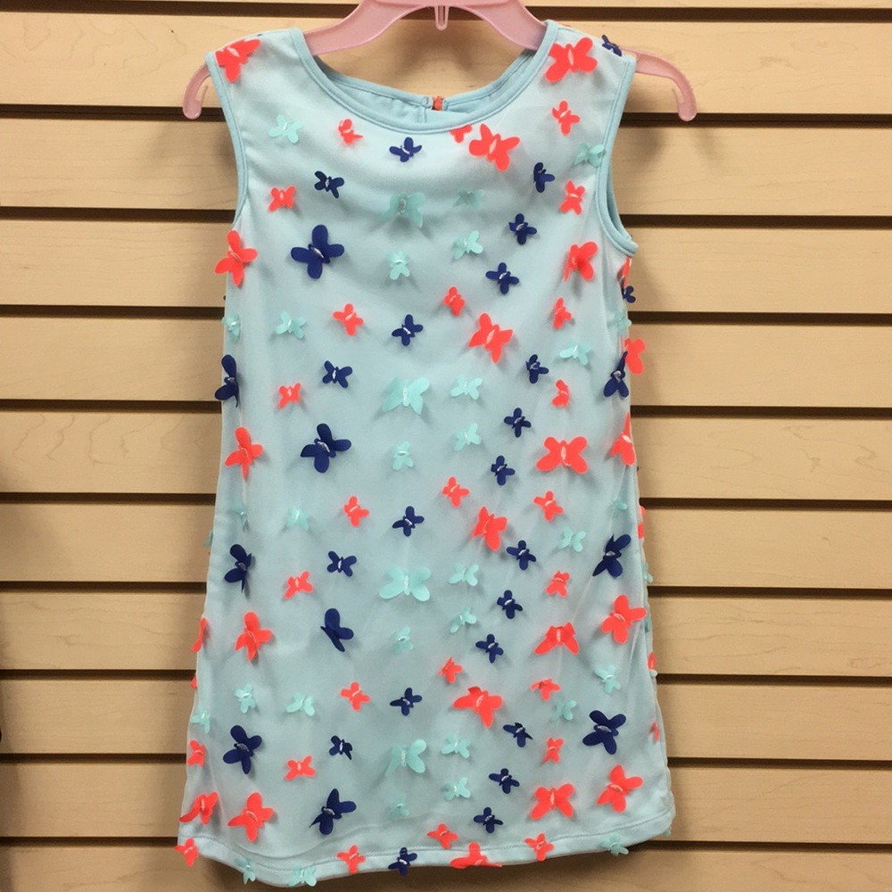 Sundress with 3-D appliqué butterflies